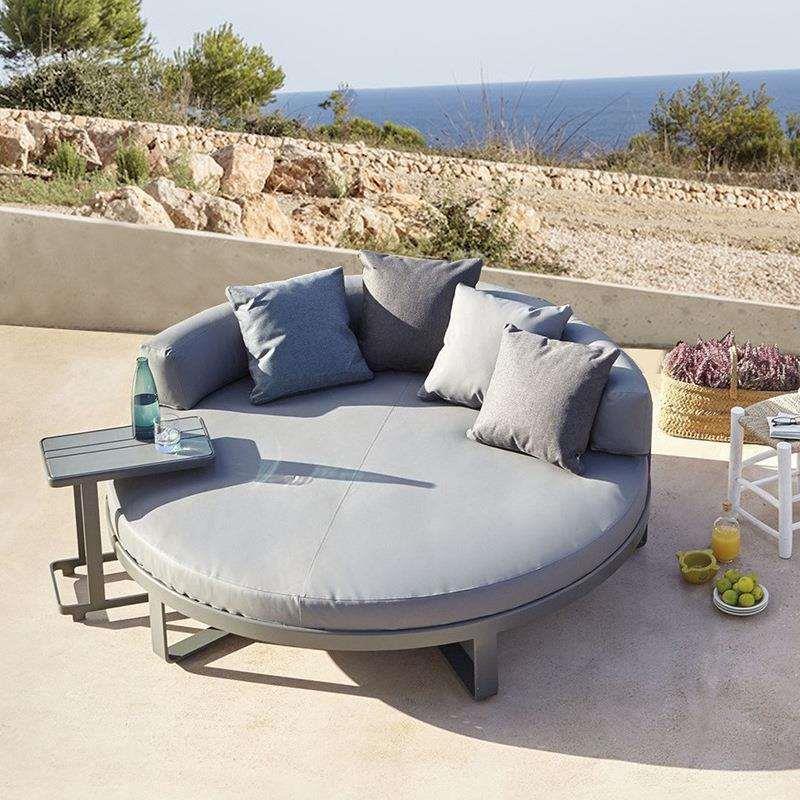 北欧户外躺床防水防晒室外民宿别墅酒店休闲圆形沙发床铝合金家具