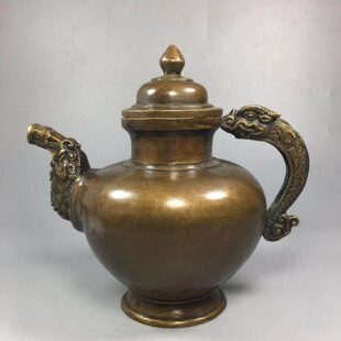 纯铜龙壶龙嘴龙手柄手把铜酒壶茶壶家居茶道酒店装饰工艺礼品摆件