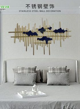 电镀金色方通壁挂客厅现代墙上装饰品不锈钢挂件家居创意壁挂