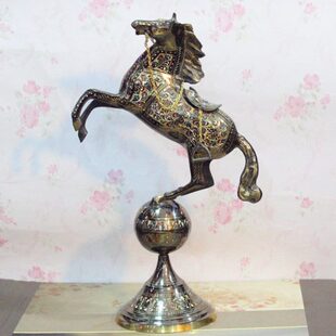 巴基斯坦手工艺品进口铜器铜雕动物14英寸招财马家居礼品BT567