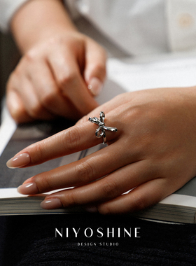 镂空蝴蝶结戒指女ins小众设计