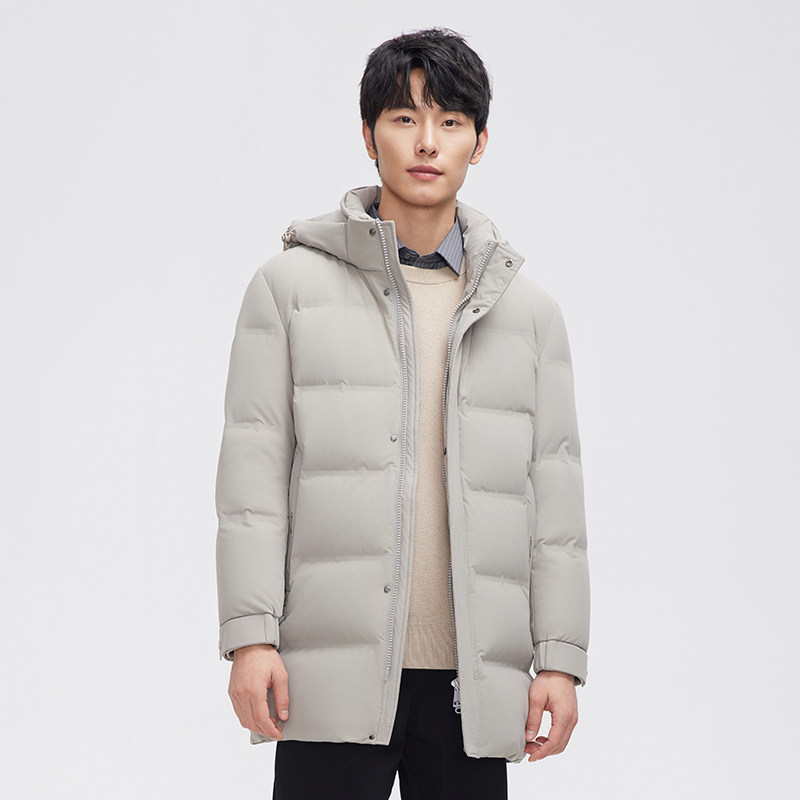 暖频道男士中长款防风时尚休闲百搭保暖商务外套冬季加厚羽绒服