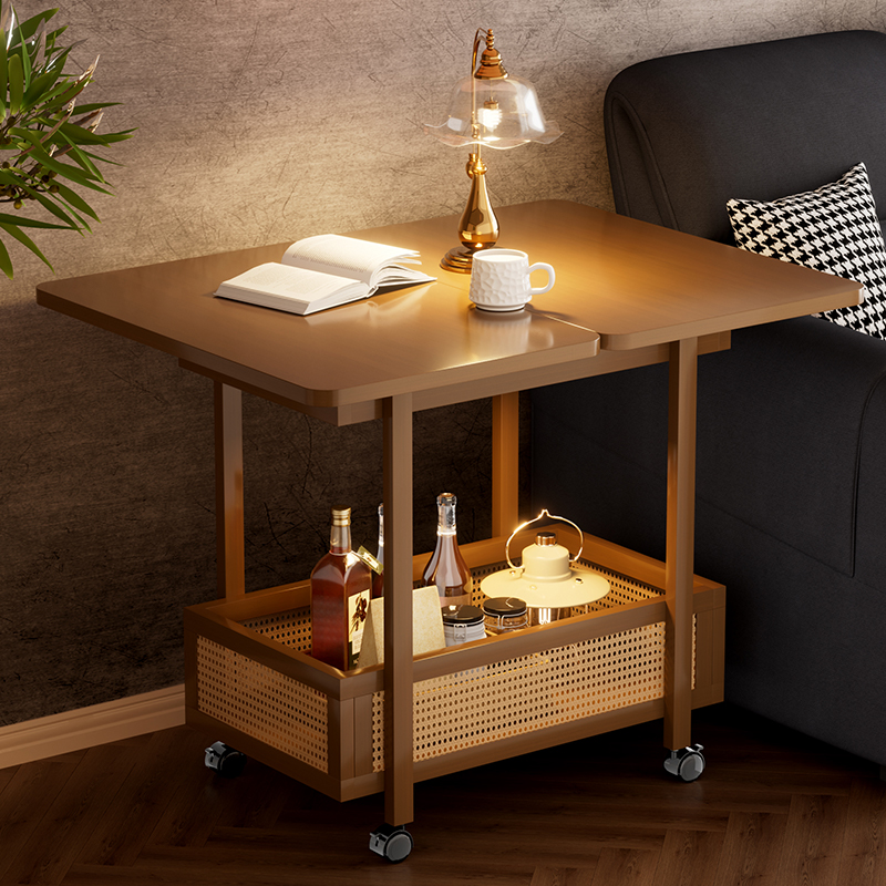 移动小推车中古茶几沙发侧边柜桌子覆古小型床头柜带轮可折叠边几