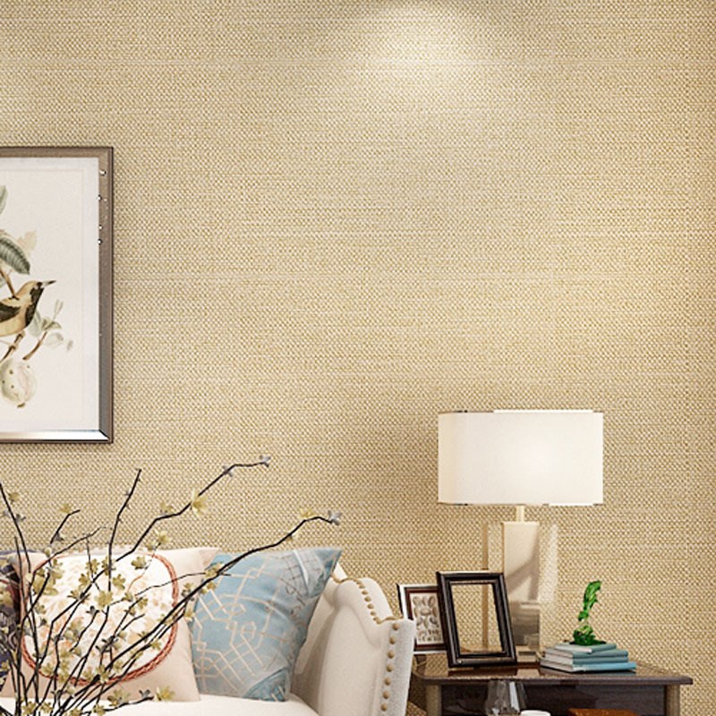 加厚亚麻c素色无缝墙布现代简约卧室壁纸客厅纯色工程麻布壁布