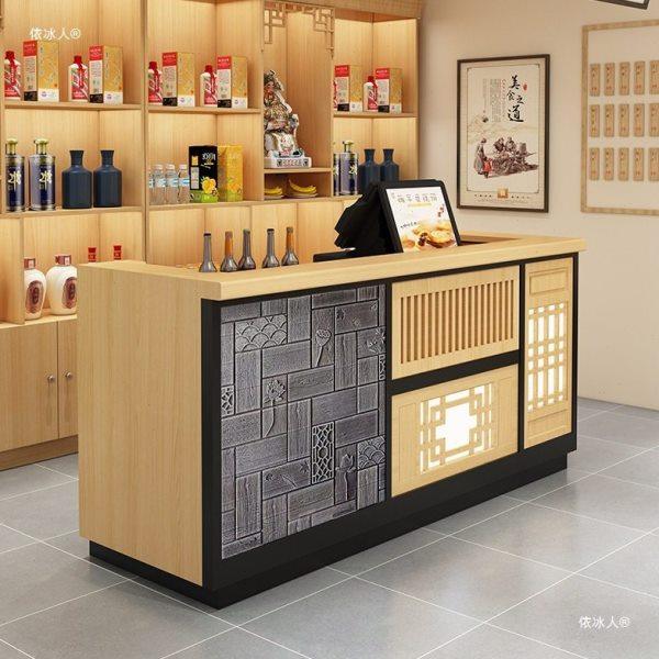 吧台收银柜台商用店铺小型饭店饭厅收银桌新中式网红现前台接待,商业/办公家具,接待台,淘宝优惠券,粉丝福利购,淘宝优惠卷