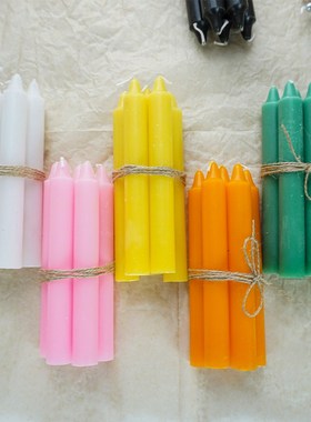 金色白色红色绿色杆蜡 熏香蜡烛照B明蜡烛一包10根 纯色石蜡杆蜡