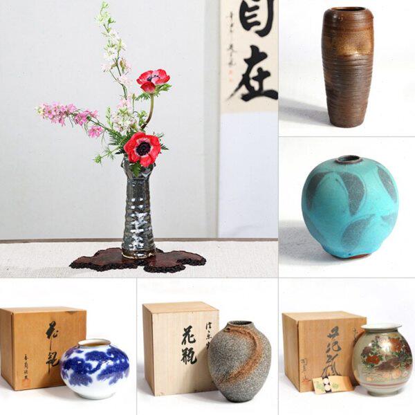 【特惠包邮】日本回流花器陶瓷禅意仿古轻奢花陶器花卉插花客厅