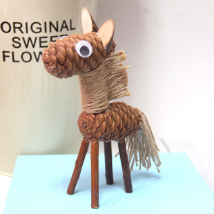 DI片幼儿园儿童创意手q工制作木贴粘Y树枝材料包动物益智玩具亲子