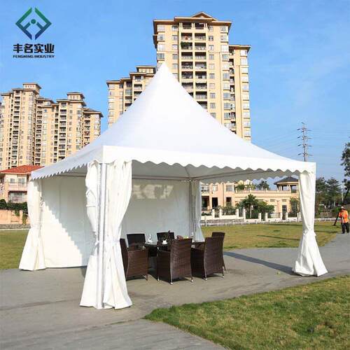4x4m铝合金尖顶帐篷PVC白色锥顶帐篷pagodatent