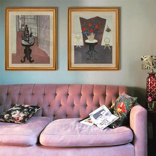 宁静一角 怀旧复古沙发墙壁画高端欧式装饰画客厅双联挂画静物画