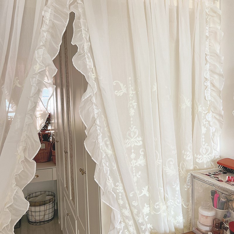 摩都法式穹顶式美式刺绣花边窗纱窗帘隔断帘门帘纱定做客厅书