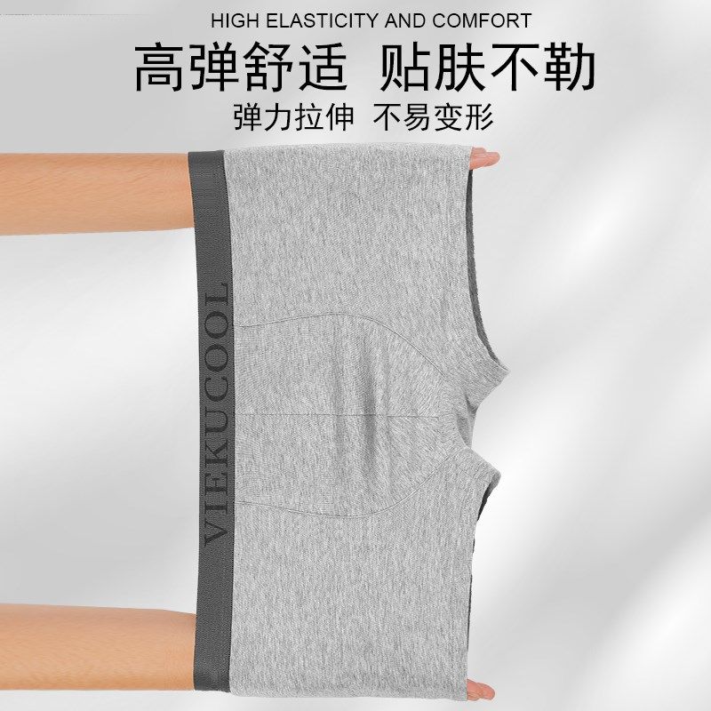 男士内裤纯棉抗菌平角裤男底裤头宽松大码青少年无痕四角2024新款