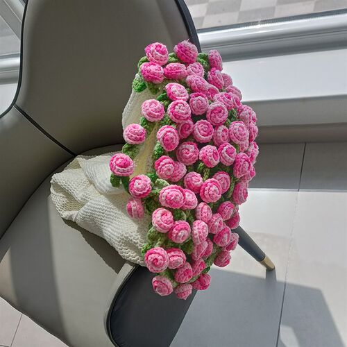 rlk精梳棉毛毯花束钩针编织diy材料铃兰花N手工玫瑰花毯子钩织礼