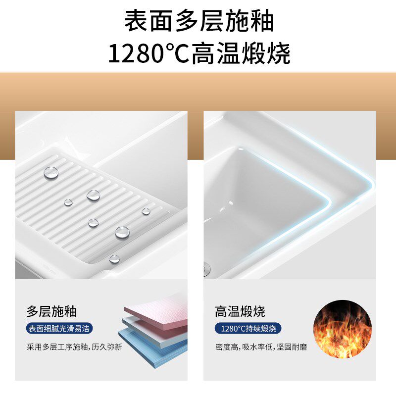 不锈钢支架盆陶瓷洗衣盆带搓衣板一体加深洗衣池阳台落地式洗衣槽