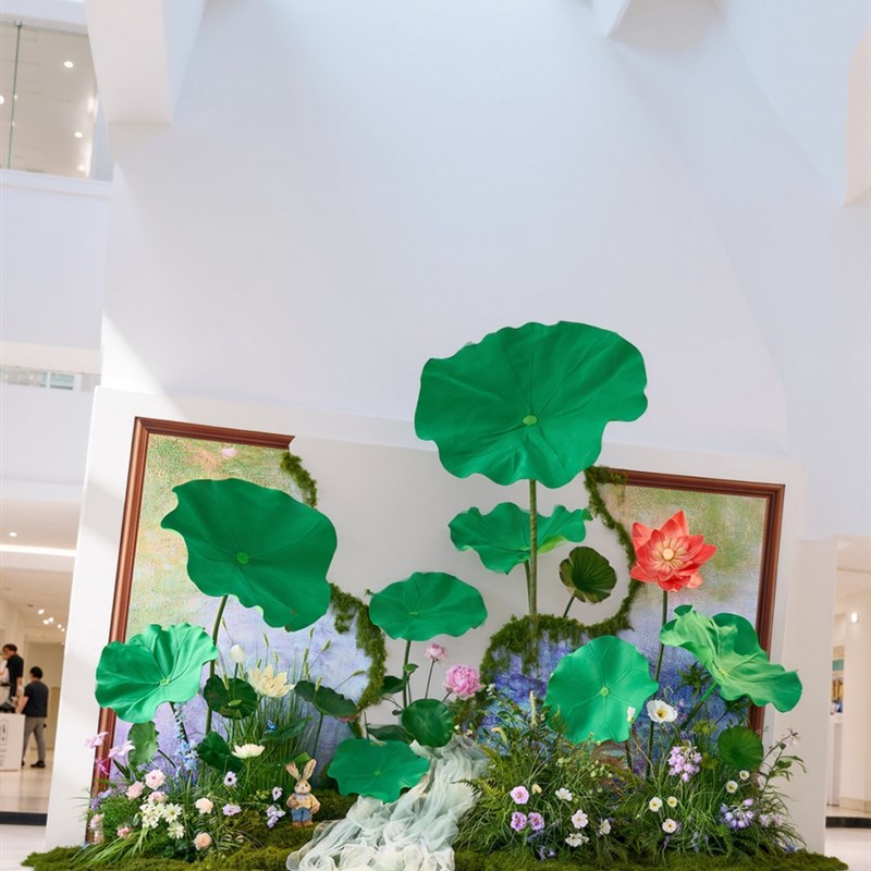 荷花人造花卉景观商场展示假荷叶荷花道具饰品彷生植物X地板装饰