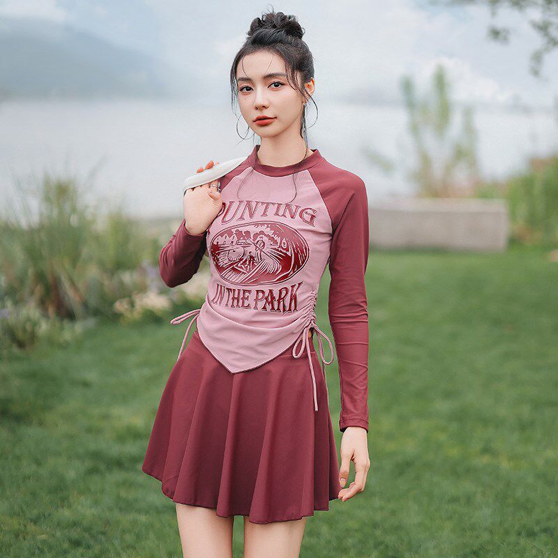 长袖泳衣女款分体保守大码遮肉高级感游泳馆专用2024新款温泉泳装