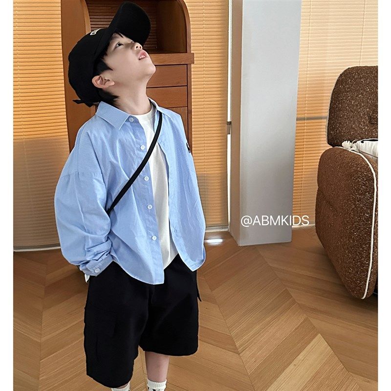 新品活动三天 单件9.5折 多件9折/男童竖条衬衫2025春款新款