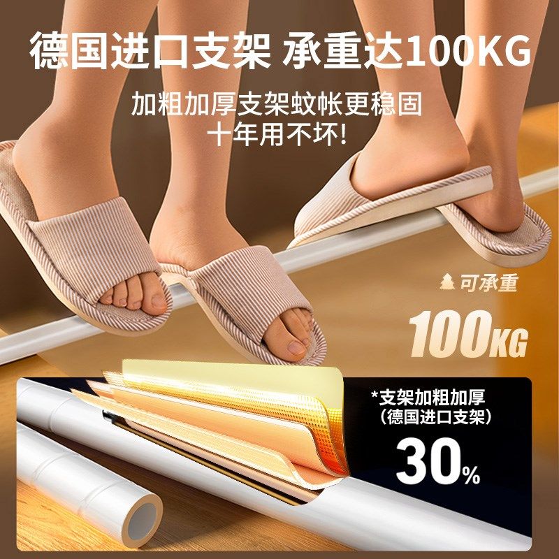 蚊帐2024新款防摔升级家用卧室儿童防掉蒙古包床单拉链可拆洗