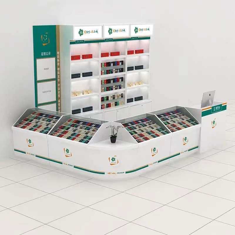 湖南长沙烟柜乡村636乡汇摆烟展示柜烟酒玻璃柜台便利店超市装修