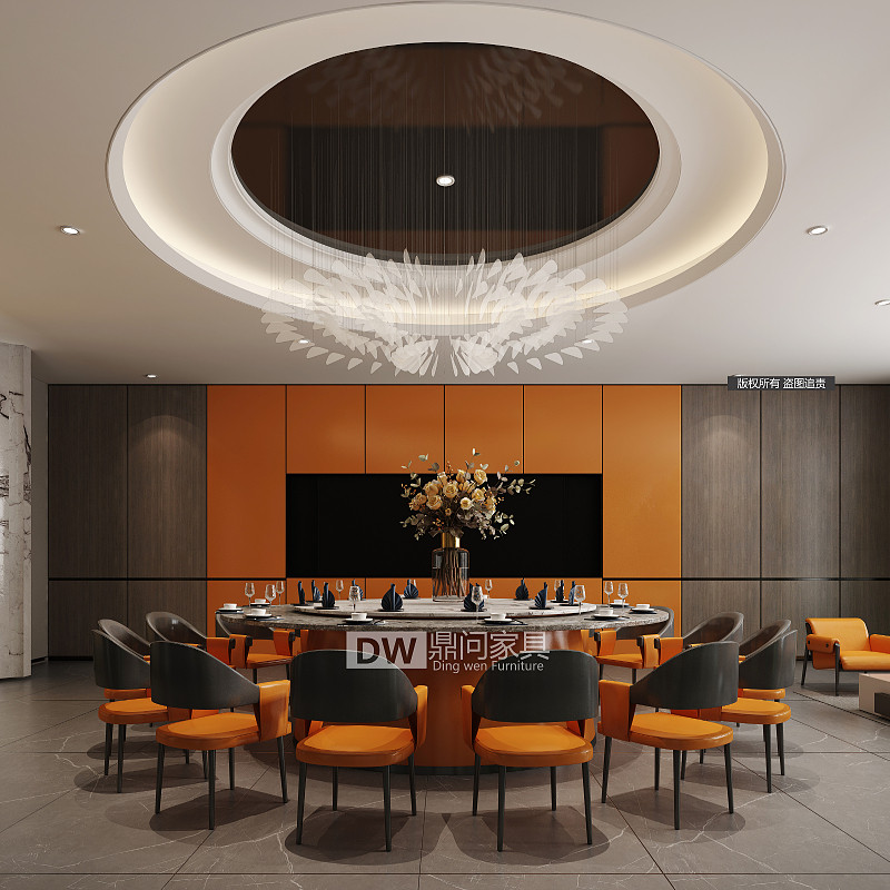 2米大圆桌电动圆餐桌实木圆桌 电动餐桌岩板自动旋转餐桌手动豪华