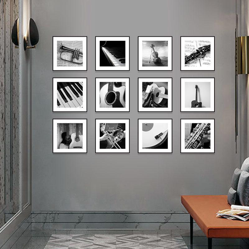 客厅装饰画音乐器艺术挂画教室壁画现代简约小众文艺黑白背景墙画,家居饰品,现代装饰画,淘宝优惠券,粉丝福利购,淘宝优惠卷