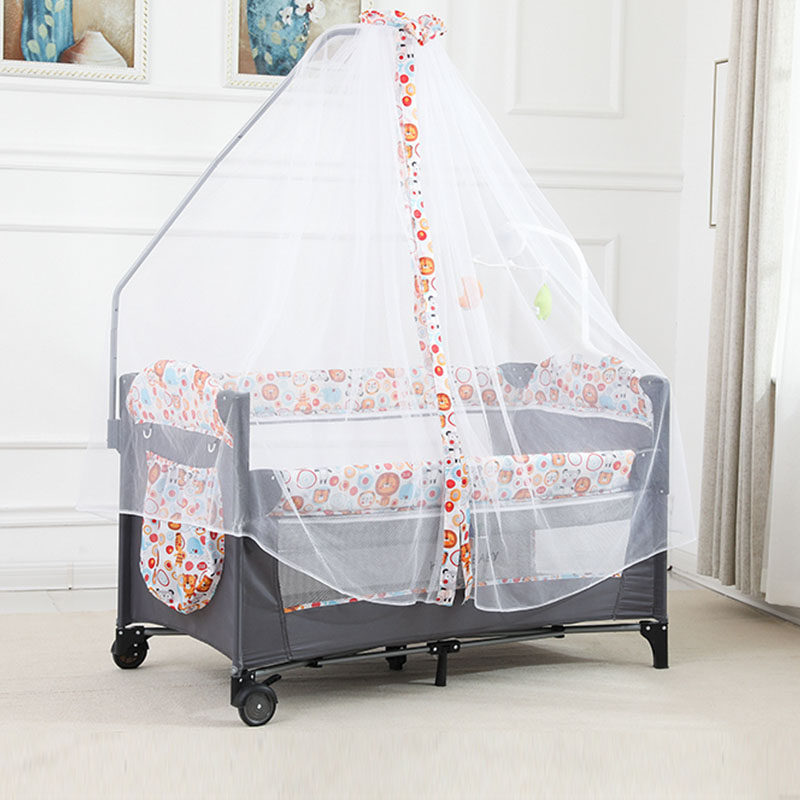 多功能可折叠婴儿l床可移动便携式新生儿摇篮床欧式宝宝床拼接大
