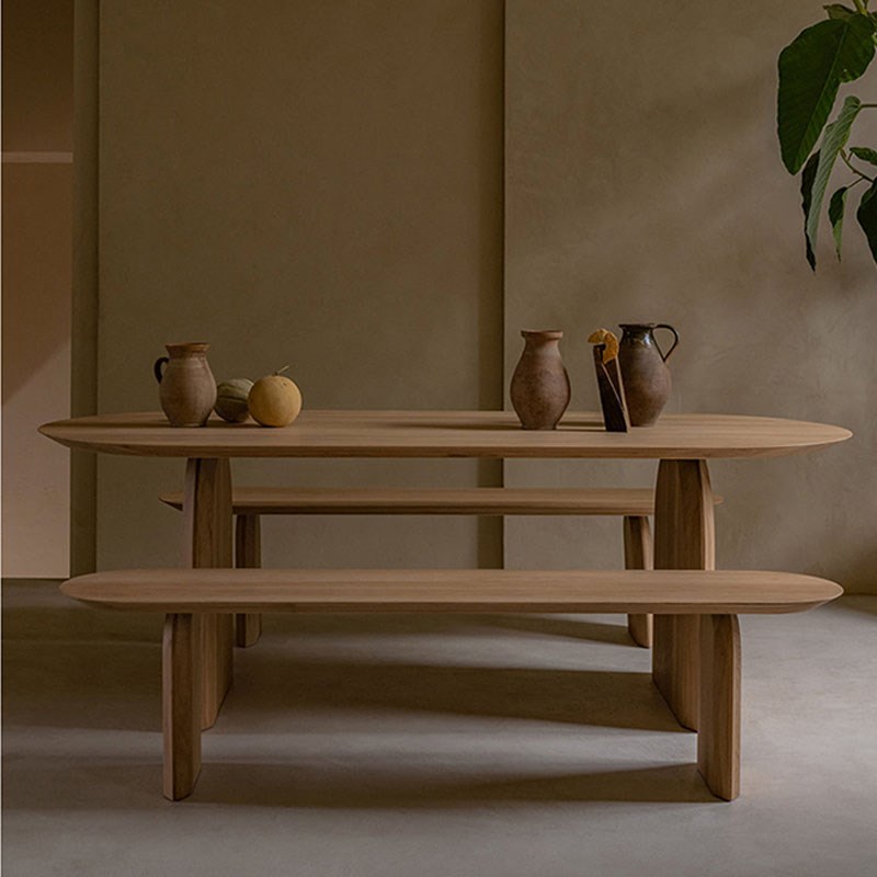 北欧实木侘寂风餐桌饭桌简约长桌设计师办公桌洽谈桌家用吃饭桌子