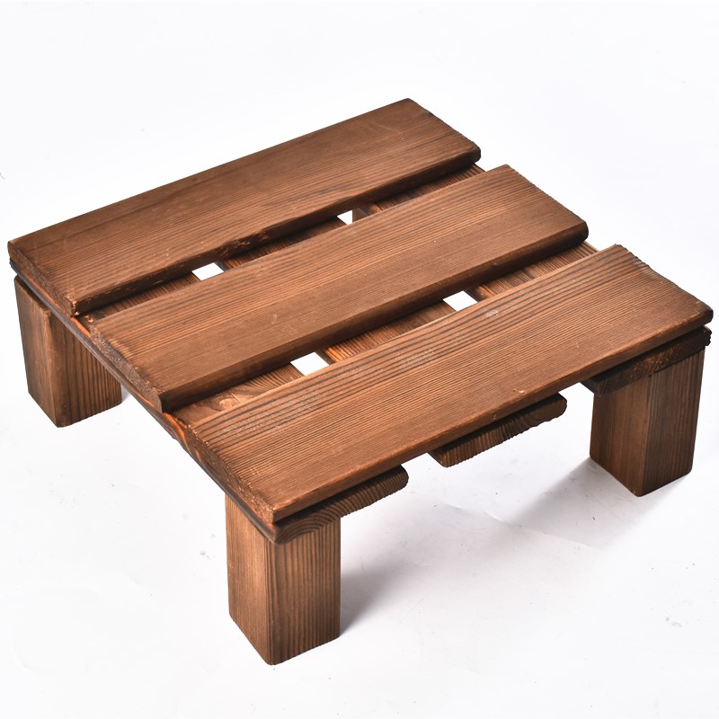 防腐木碳化木底座地台展示架家用增高架子实木置物架垫高托架定制