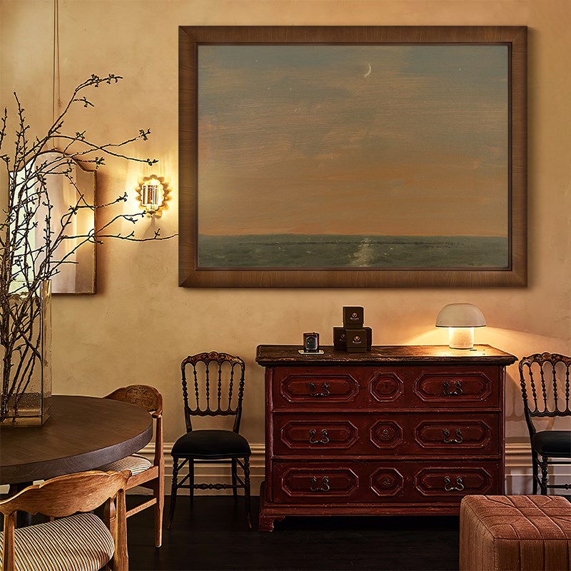 GAGOSIAN【弯月】极简风唯美海景纯手绘油画小众复古客厅装饰挂画