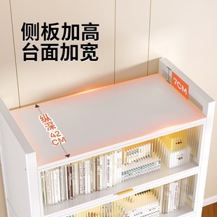 家用钢制书柜多层落地儿童书架带门防尘卧室收纳柜客厅翻门储物柜