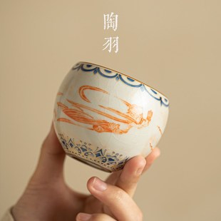 仿宋汝窑敦煌飞天主人杯家用品茗杯茶杯陶瓷个人茶盏功夫茶具