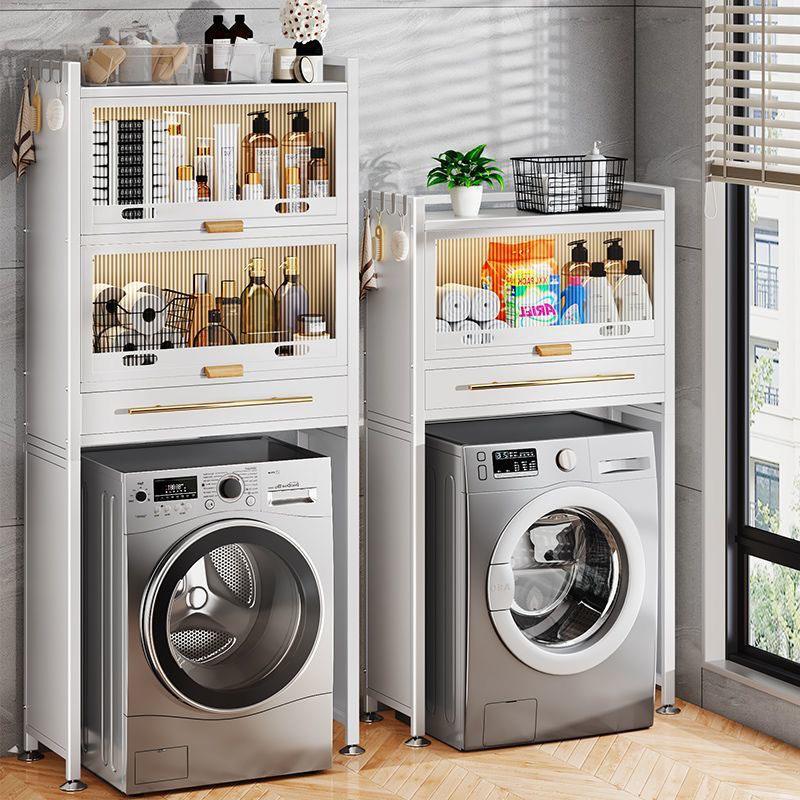 洗衣机置物架滚筒落地厕所马桶上方带门收纳柜化妆室浴室收纳层架