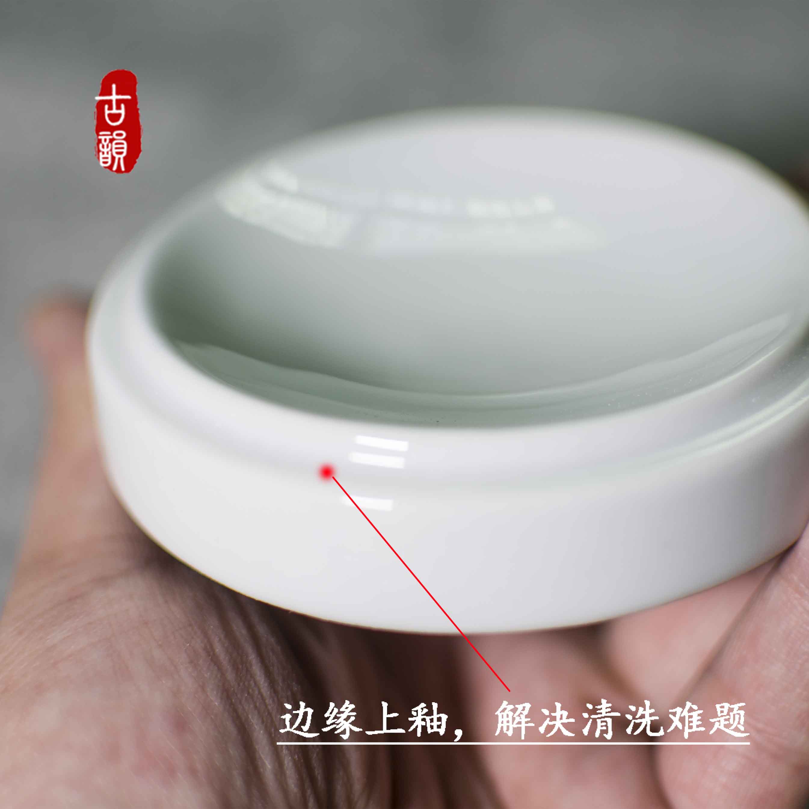 景德镇五层陶瓷带盖调色盘国画水彩水粉大号颜料碟书法墨盒砚台