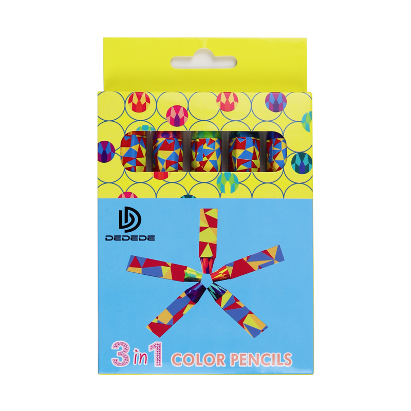 创意画笔三色合一彩虹铅笔魔幻彩铅无木质混色铅笔趣味绘图涂鸦笔