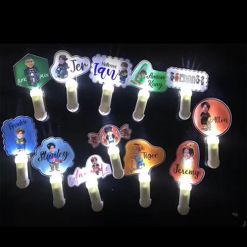 演唱会明星卡通手持发光彩色人物照片应援灯牌荧光棒周边道具定制