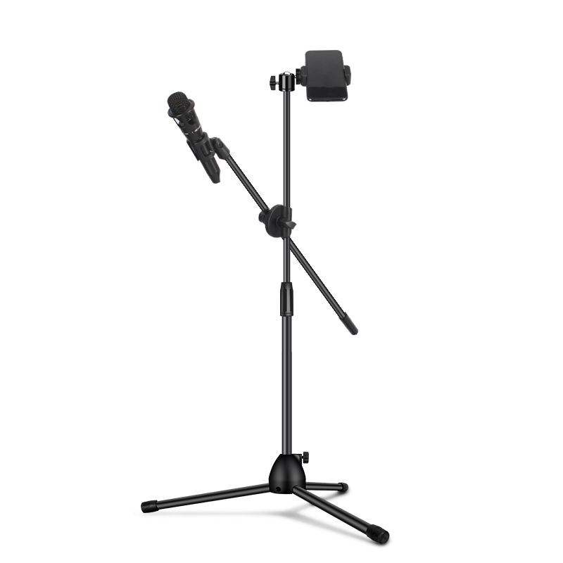 麦克风支架落地式主播直播唱歌无线话筒架子电容手机夹支架三脚架