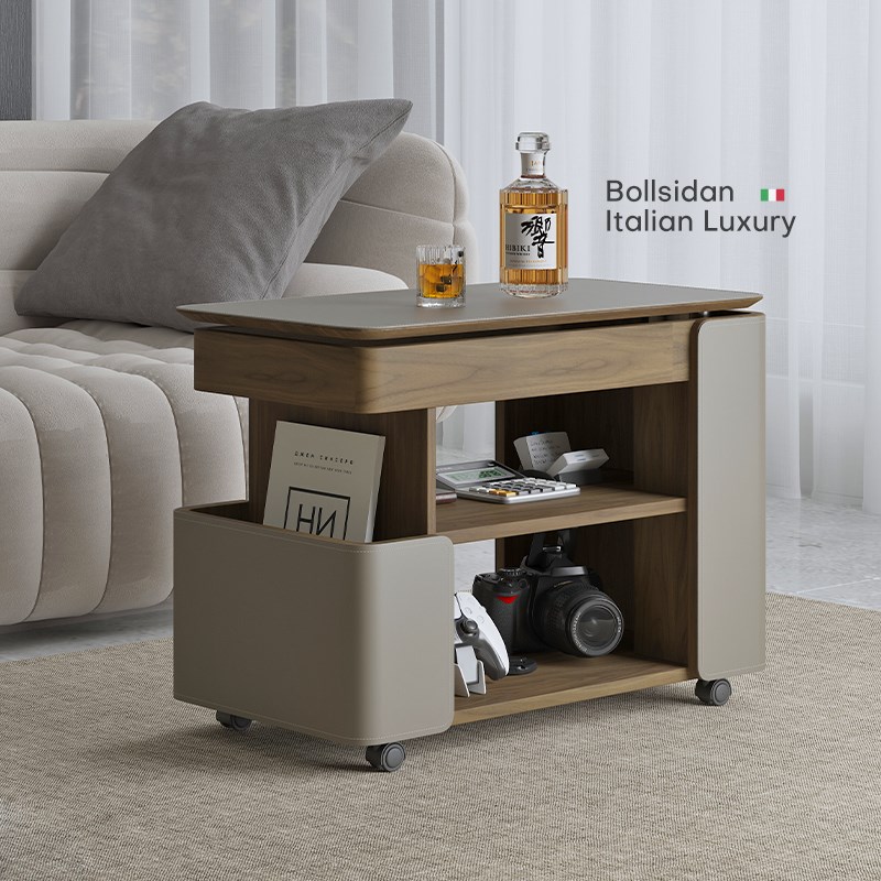 意式升降小茶几可移动小推车巴士边几小茶桌沙发侧边柜客厅置物桌