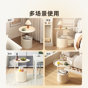 床头柜替代神器家用卧室小型床头置物架收纳柜边柜奶油风铁艺边几