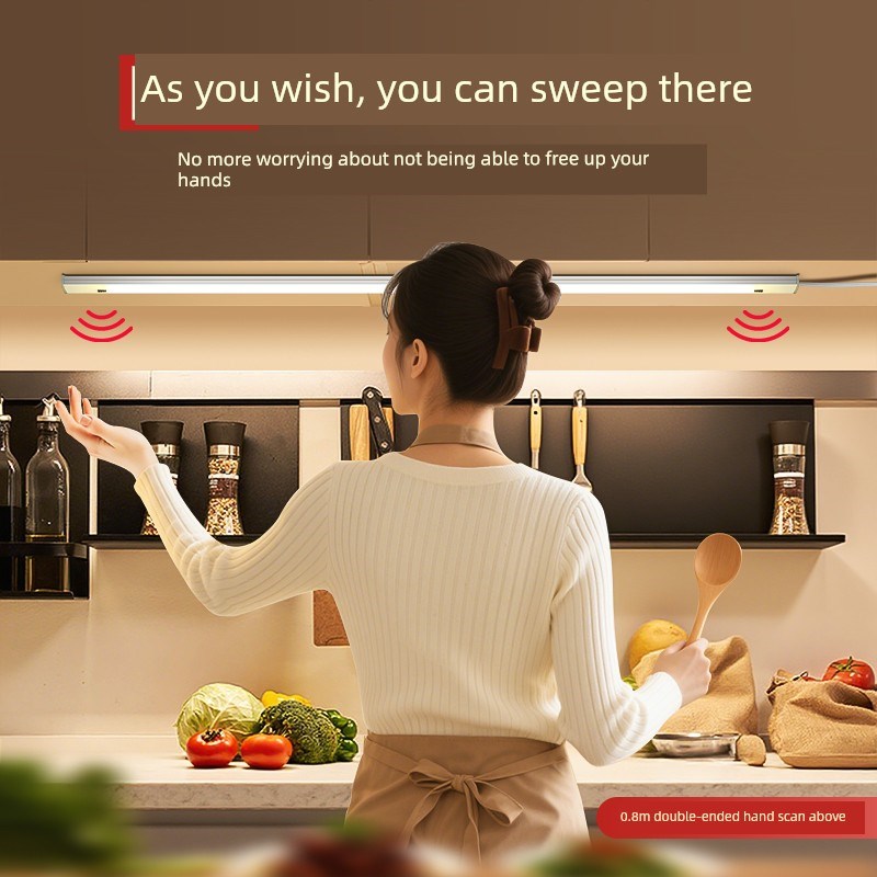 220V波形三色双端手扫传感器机柜灯,超薄高亮度Led机柜底灯