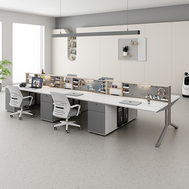 办公桌员工职员工位简约现代双四人位洞洞板挂板置物屏风桌椅组合