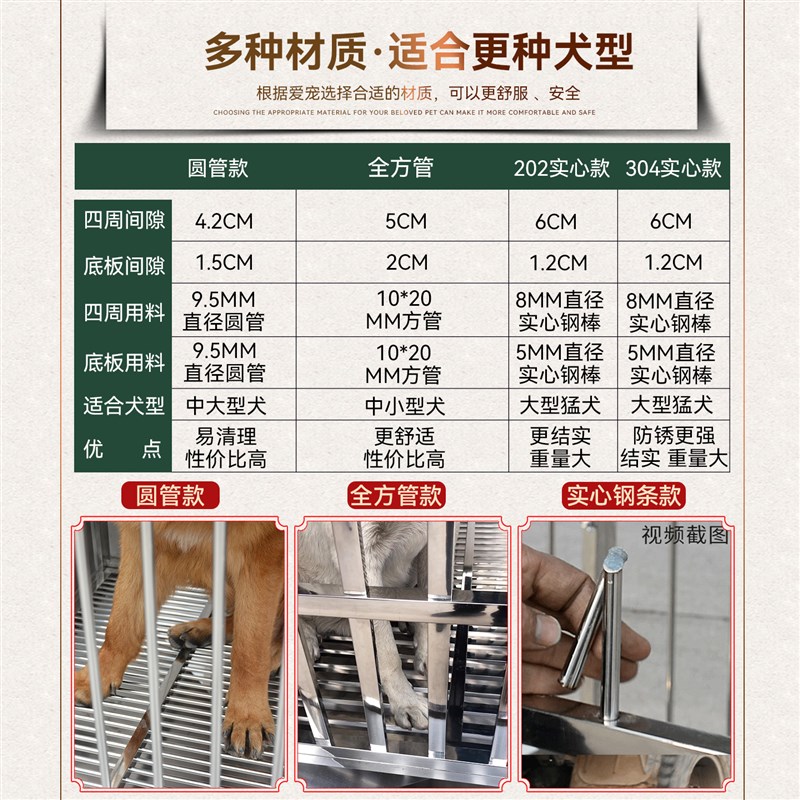 大牛不锈钢狗笼子带厕所大型犬室内金毛边牧中小型犬宠物狗窝