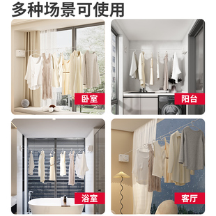 免打孔隐形晾衣绳室内不锈钢丝绳晾衣神器阳台伸缩防滑防风凉衣绳