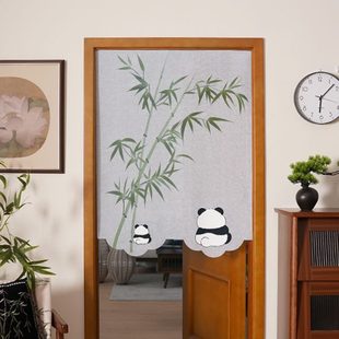 装 熊猫印花可爱帘儿童房 饰隔断帘遮挡帘子中国风中式 门帘客厅四季