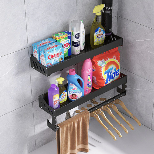 阳台洗衣机置物架免打孔壁挂式墙上卫生间家用省空间衣架收纳架子