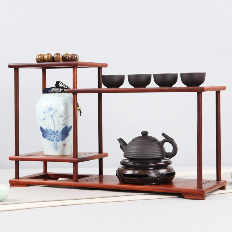 紫砂茶壶架子茶具架小博古架红檀多宝阁置物架实木质展示架摆件架