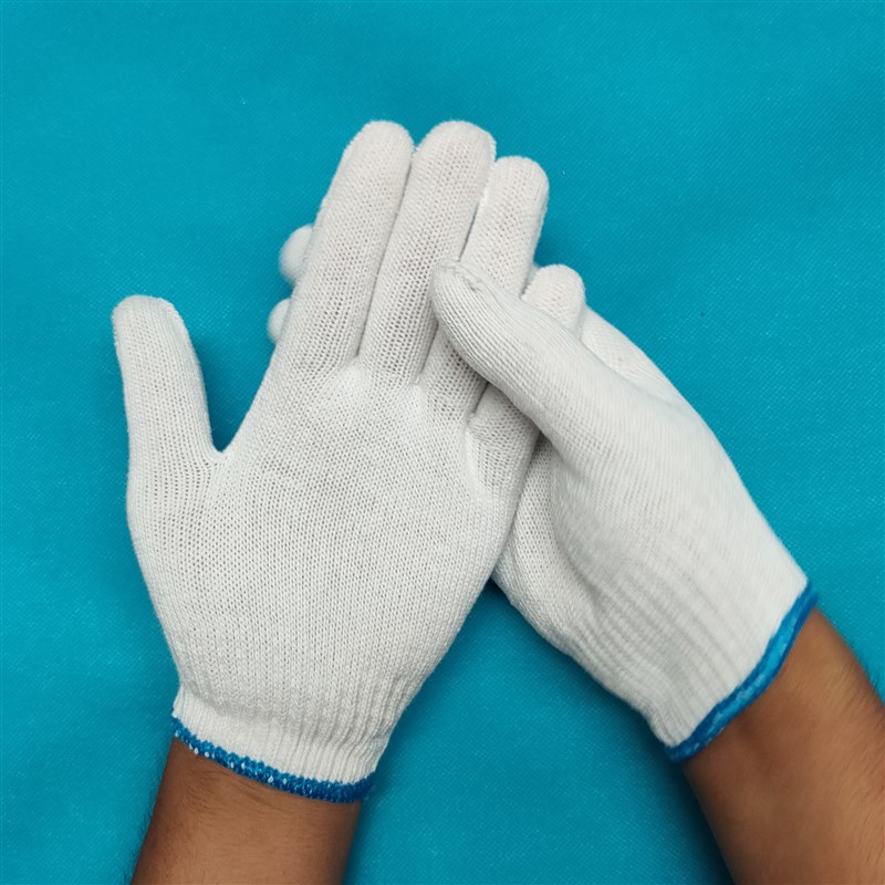 线手套棉线耐磨劳保手套加厚尼龙手套工地防护白手套干活劳动手套