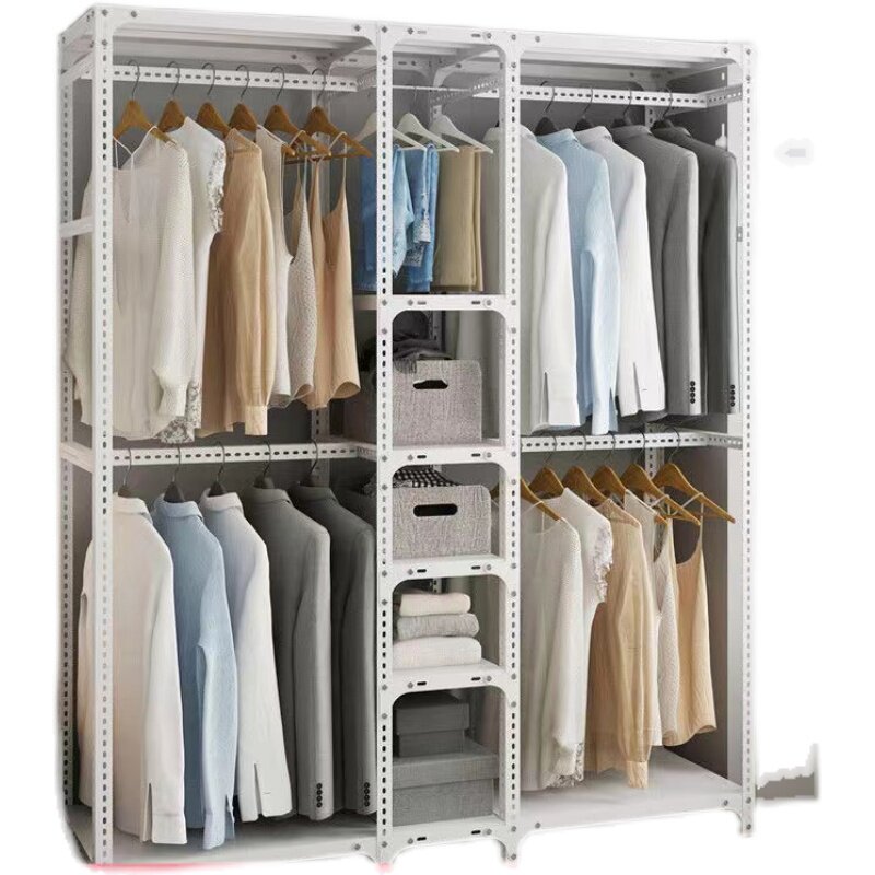 角钢衣柜简易衣帽架卧室挂衣架租房开放式多功能置物架架用铁架子