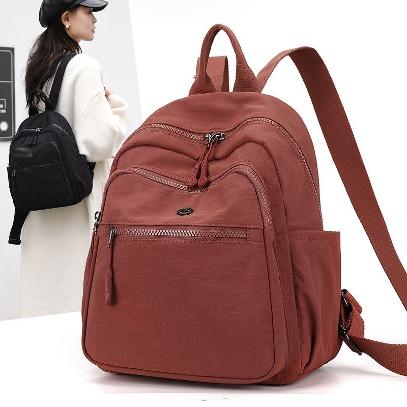 牛津布双肩包女新款简约轻便大容量日常通勤短途旅游小型女式背包