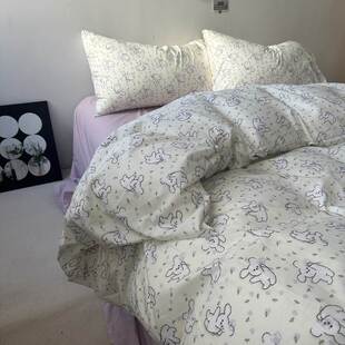 小碎花寝室床上三件套1.8米四件套1.8x2.2米可爱小兔床单被套罩