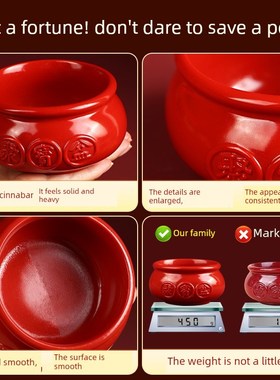 朱砂聚宝盆招财招财,摆件招财四面八方,水式,客厅,店铺,公司前台